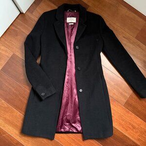 Aritzia Black Pea Coat with Purple Lining